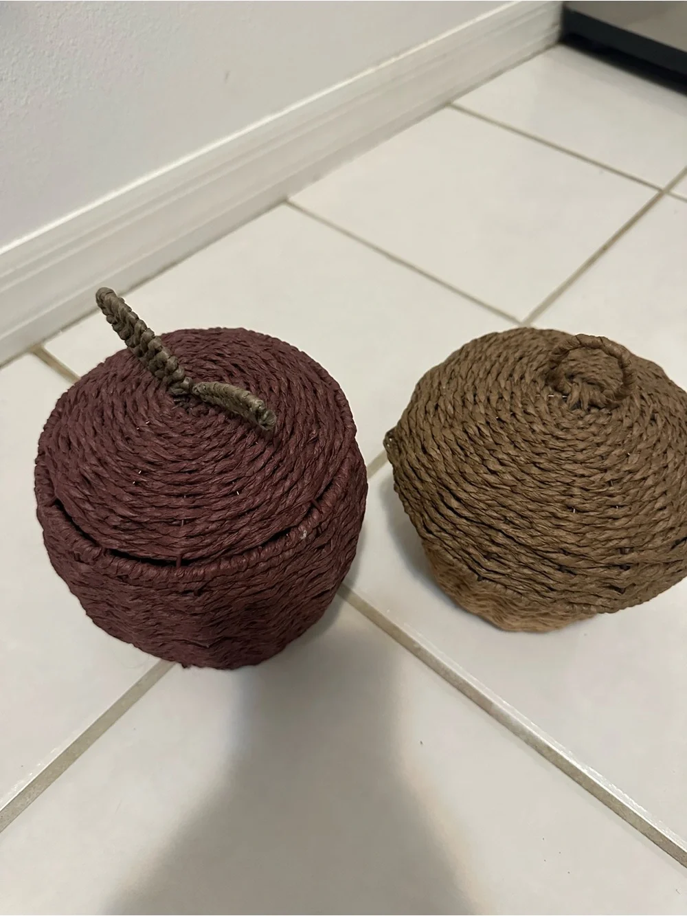 Target Woven Apple & Acorn Decorative Storage Baskets - Brown & Tan